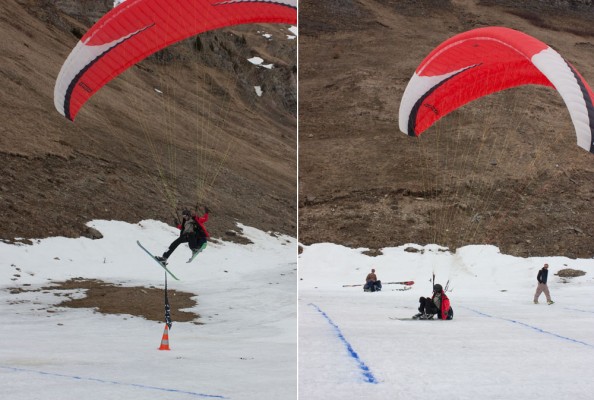 The final obstacle as it's supposed to be done: kick the stick and then land between the lines. I wasn't the only one to land in a heap on the stick, or to sail straight over the entire set of lines. 