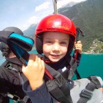 Dylan flying with Marcus above Lake Annecy